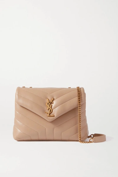 Saint Laurent Loulou Small Quilted Leather Shoulder Bag In Beige