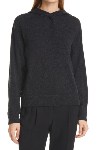 Vince Overlap Wool & Cashmere Hooded Sweater In H Charcoal
