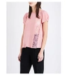 Claudie Pierlot Bento Crepe And Floral-lace Top In Blush