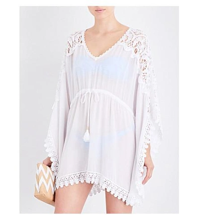 Melissa Odabash Roby Floral-crochet Woven Kaftan In White