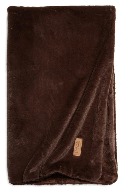 Unhide Lil' Marsh Mini Faux Fur Throw Blanket In Chocolate Calf