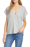 Frame Le Mid Rise V-neck Tee In Gris Heather