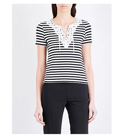 Claudie Pierlot Tamise Striped Jersey T-shirt In Noir