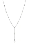 Nadri Argento Vivo Sterling Silver Emilia Imitation Pearl Y-necklace In Rhodium