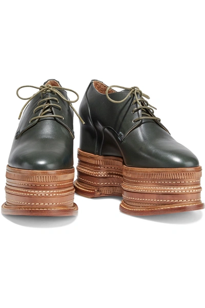 Gabriela Hearst Pereida Leather Platform Brogues In Forest Green