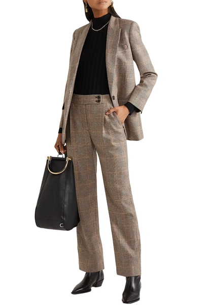 Nili Lotan Charlotte Prince Of Wales Checked Wool-blend Straight-leg Trousers In Dark Brown