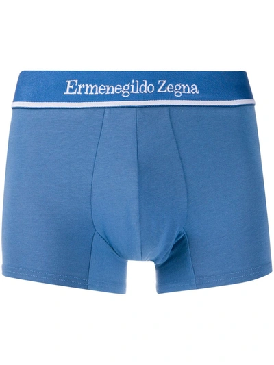 Ermenegildo Zegna Lettering Logo Boxers In Blue