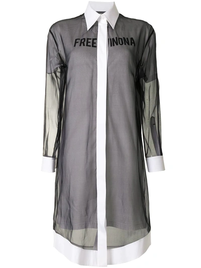 Off-white Free Winona-print Shirt Dress In Black Black