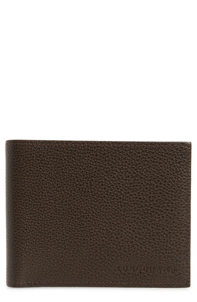 Longchamp Leather Bifold Wallet In Mocha