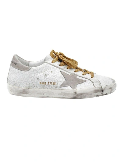 Golden Goose Superstar Leather Sneakers In White Crash