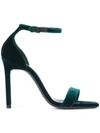 Saint Laurent Amber Velvet Ankle-strap Sandals In Emerald