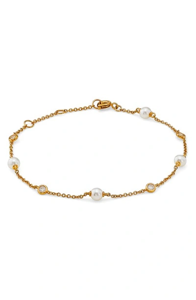 Nadri Emilia Imitation Pearl Station Bracelet In Gold