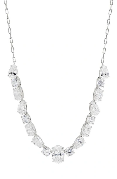 Nadri Large Cubic Zirconia Frontal Necklace In Rhodium