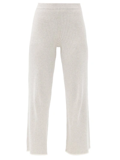 Skin Maddie Ribbed Cotton And Cashmere-blend Track Pants In Light Heather Grey