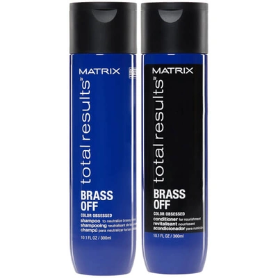 Matrix Brass Off Colour Correcting Blue Anti-brass Shampoo And Conditioner Duo Set For Lightened Brunettes 