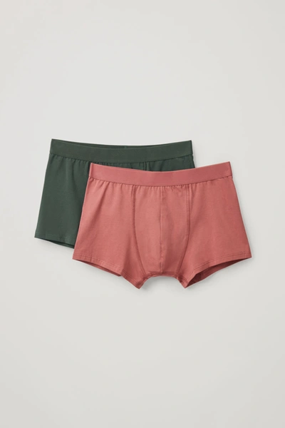 Cos 2-pack Organic-cotton Boxer Briefs In Red