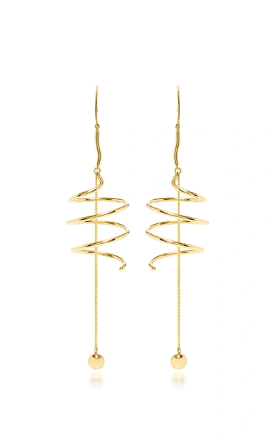 Ellery Solitude Spiral Coil Earrings With Ball And Chain In Gold