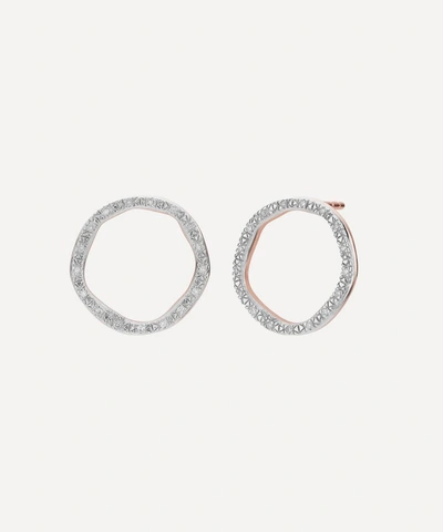 Monica Vinader Rose Gold Plated Vermeil Silver Riva Large Diamond Circle Stud Earrings