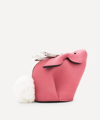 Loewe Bunny Leather And Shearling Bag Charm In New Candy