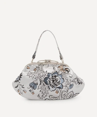Erdem Floral Jacquard Clutch Bag In Silver