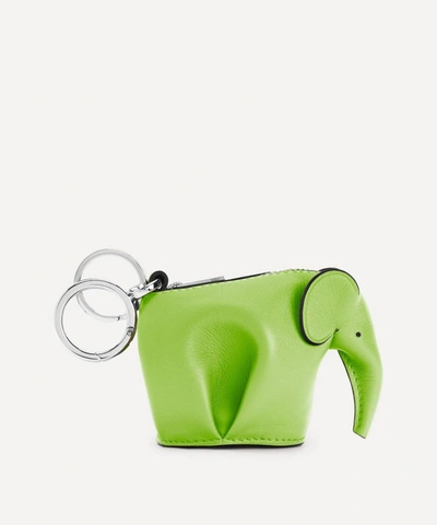 Loewe Elephant Leather Bag Charm In Apple Green