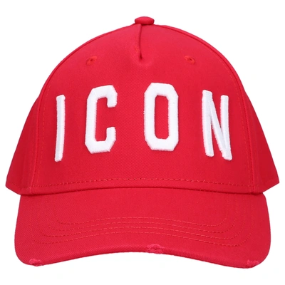 Dsquared2 Cool Patch Cotton Gabardine Cap In Red