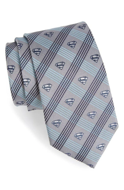 Cufflinks, Inc . 'superman' Plaid Silk Tie In Grey