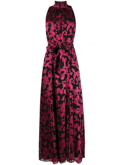 Alice And Olivia Dita Mock-neck Floral Maxi-dress In Black