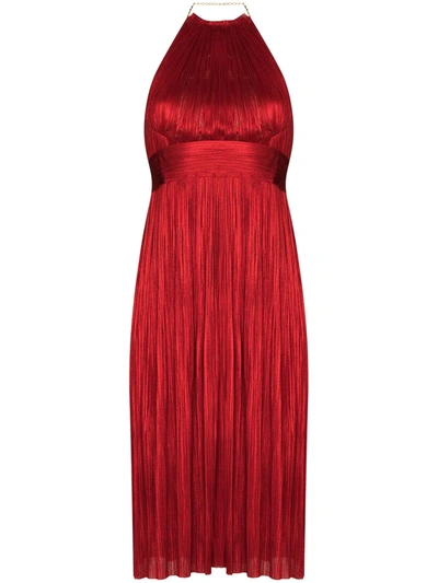 Maria Lucia Hohan Cybele Halter Neck Pleated Dress In Red