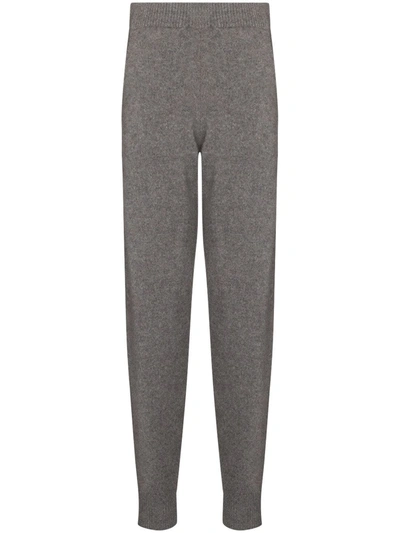 The Elder Statesman Cashmere Knit Track Trousers In Grey