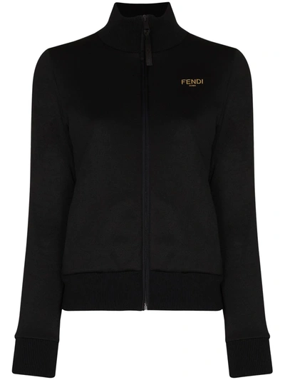 Fendi Logo-embellished Track Jacket In Black
