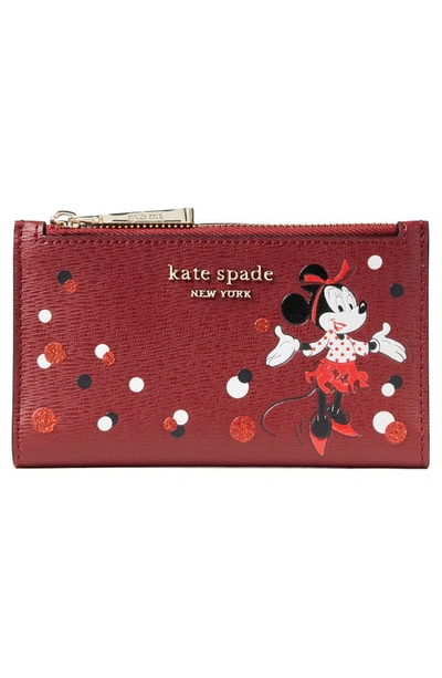 Kate Spade X Disney Minnie Mouse Faux Leather Wallet In Red Multi