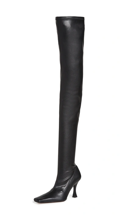 Proenza Schouler 95mm Trap Satin Over-the-knee Boots In Black