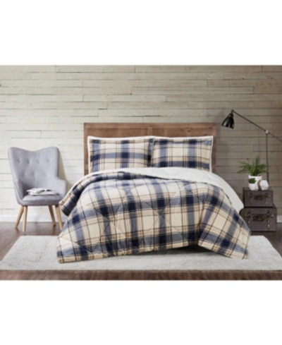 Truly Soft Cuddle Warmth King Comforter Set Bedding In Blue Plaid