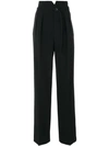 Red Valentino High-rise Inverted-pleat Pants W/ Belt In Black