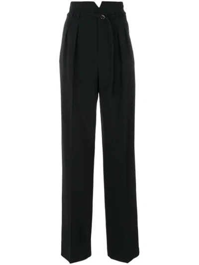 Red Valentino High-rise Inverted-pleat Pants W/ Belt In Black