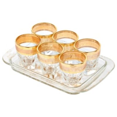 Lorren Home Trends Tray Set 7 Piece Shots With Tray In Amber