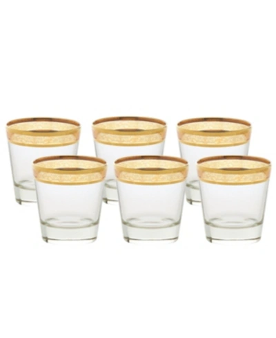 Lorren Home Trends Double Old Fashion Melania Collection Amber - Set Of 6 In Gold