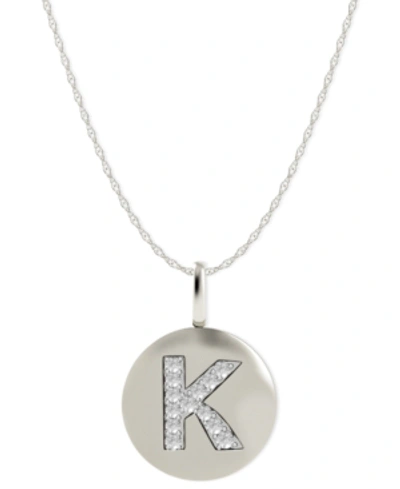Macy's 14k White Gold Necklace, Diamond Accent Letter K Disk Pendant