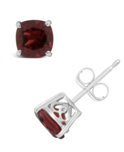 Macy's Gemstone Stud Earrings In Sterling Silver In Garnet