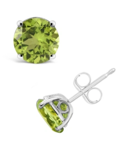 Macy's Peridot (1-7/8 Ct. T.w.) Stud Earrings In Sterling Silver (also Available In Dark Blue Topaz, Rose Q