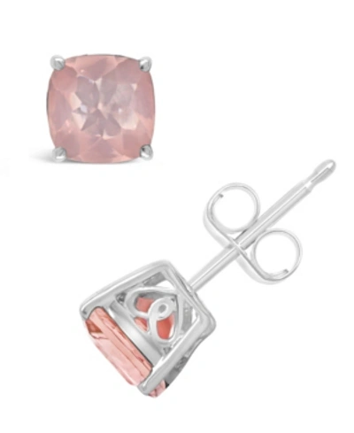 Macy's Gemstone Stud Earrings In Sterling Silver In Rose Quartz
