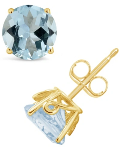 Macy's Aquamarine (2-1/2 Ct. T.w.) Stud Earrings In 14k Yellow Gold