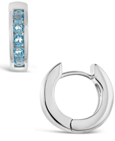 Macy's Swiss Blue Topaz (9/10 Ct. T.w.) Huggie Hoop Earrings In Sterling Silver (also Available In Citrine