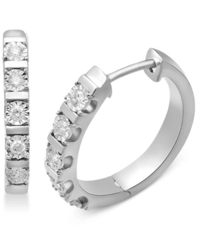 Macy's Diamond Hoop Earrings (1/4 Ct. T.w.) In Sterling Silver