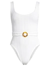 Hunza G Women's Solitaire Belted One-piece Swimsuit In White