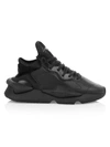 Y-3 Men's Kaiwa Mixed Media Leather Chunky Sneakers In Black