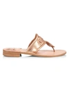 Jack Rogers Women's Jacks Flat Metallic Leather Thong Sandals In Rose Gold