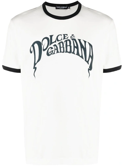 Dolce & Gabbana Logo-print Cotton-jersey T-shirt In White