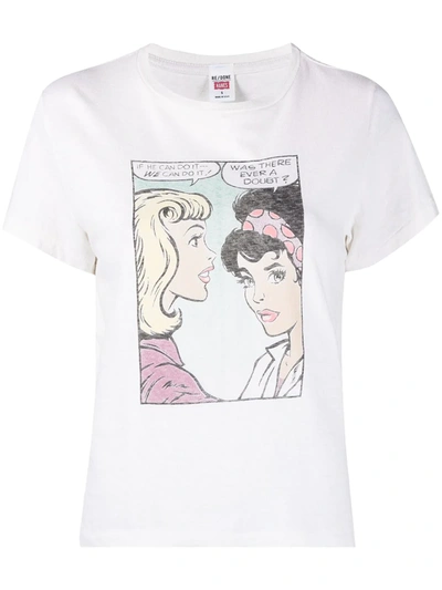Re/done Graphic-print Short-sleeved T-shirt In Vintage White